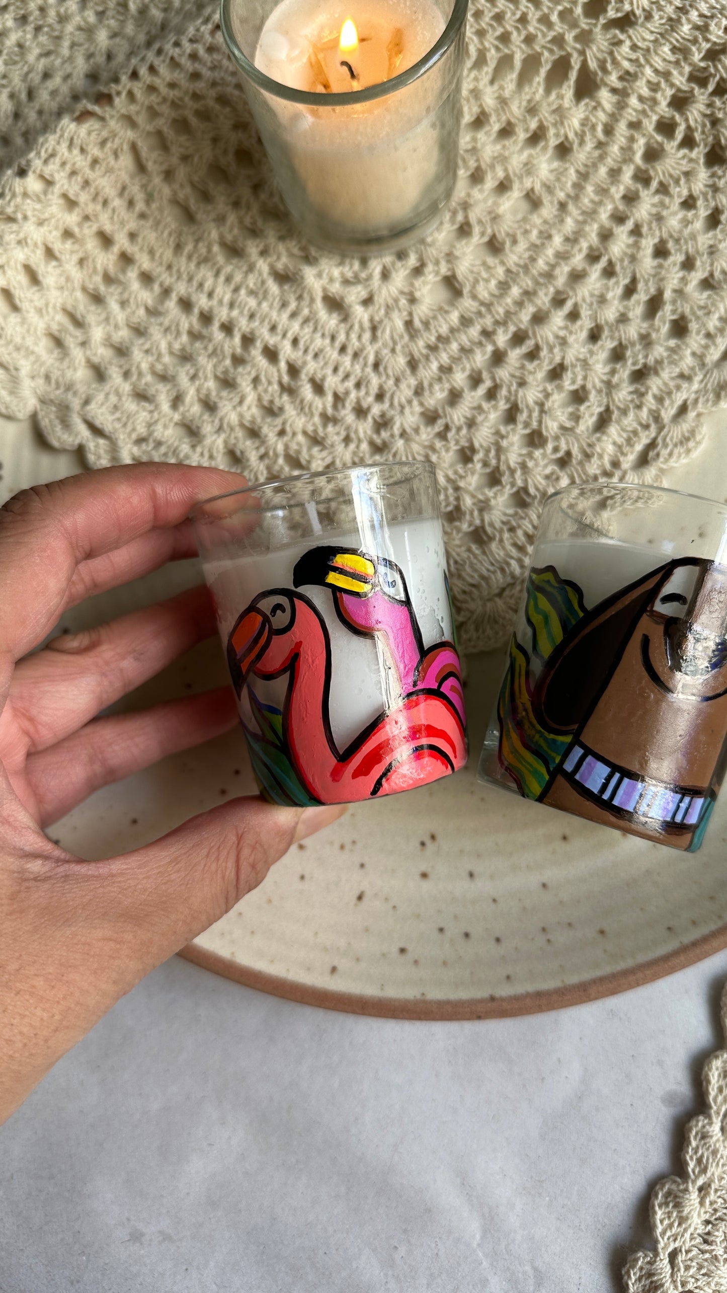 Flamingo duet- mini candle