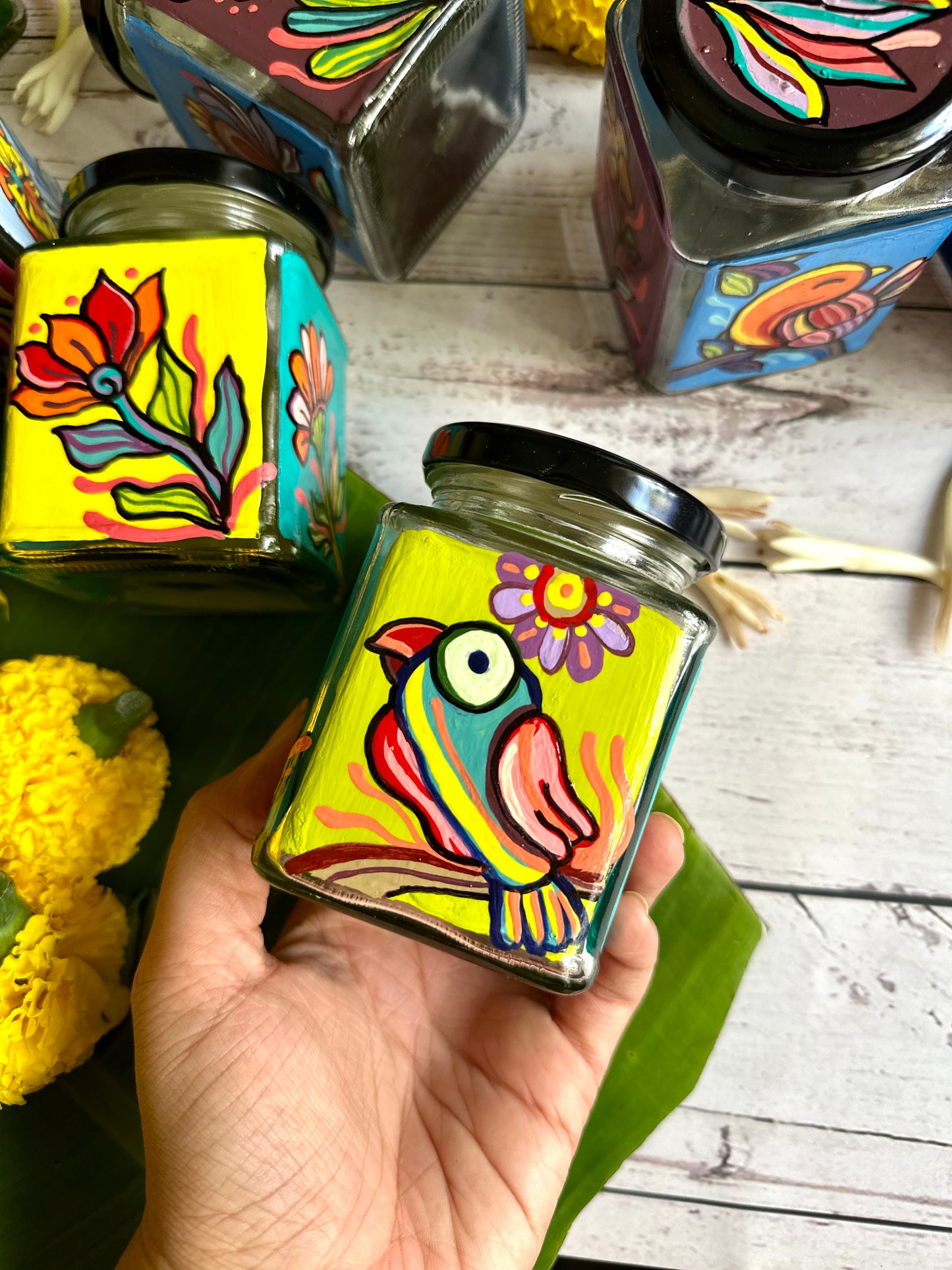 Ethnic floral jars