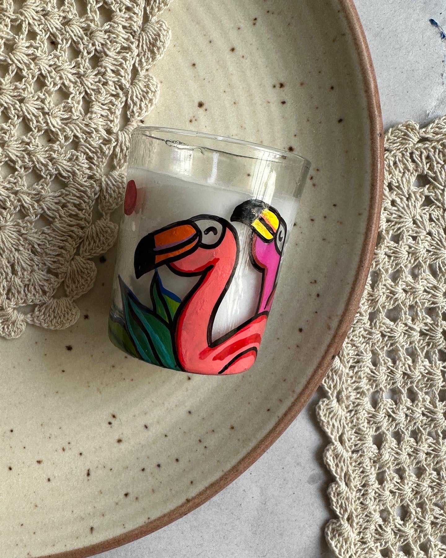 Flamingo duet- mini candle
