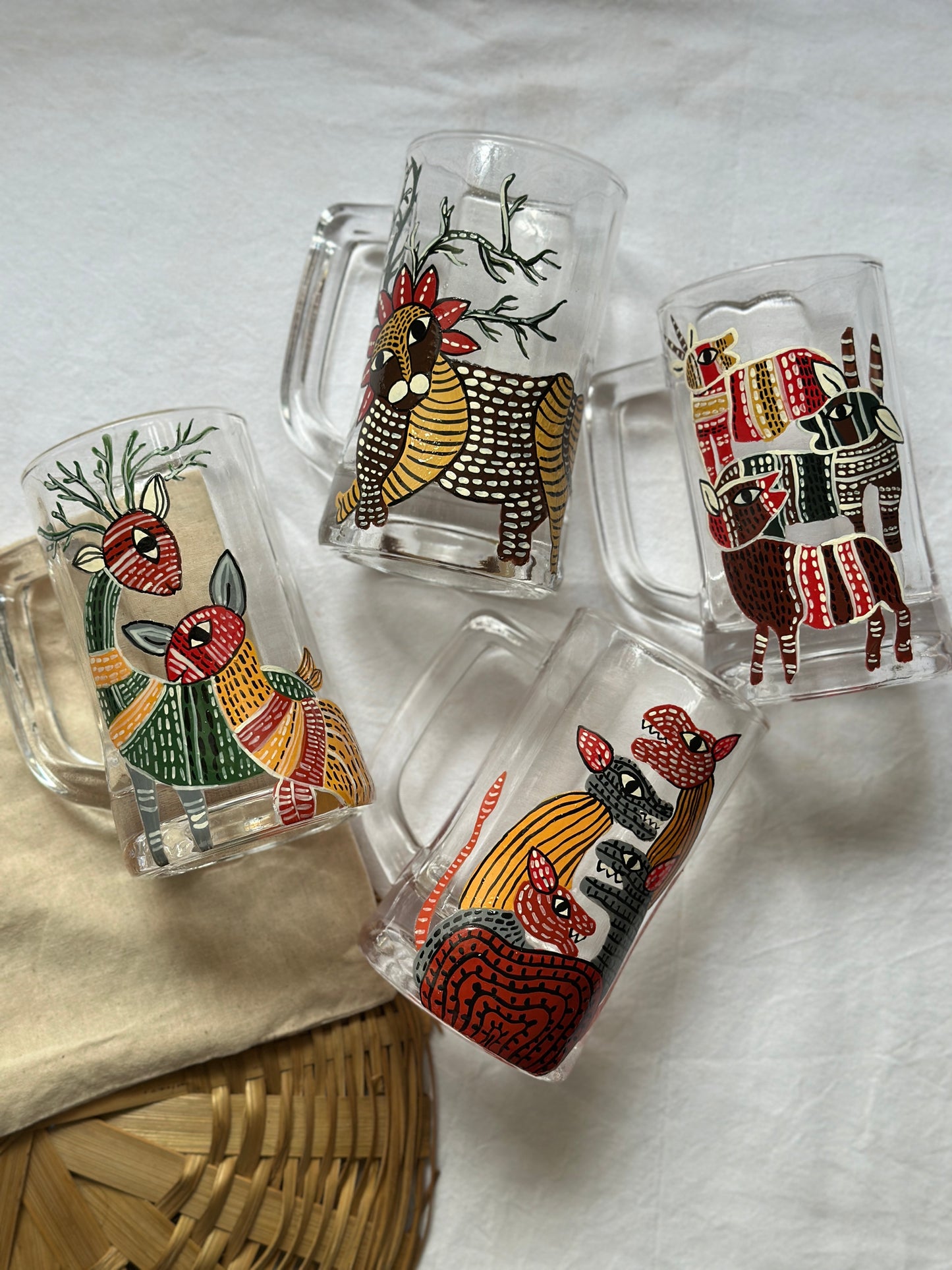Gond art beer mugs