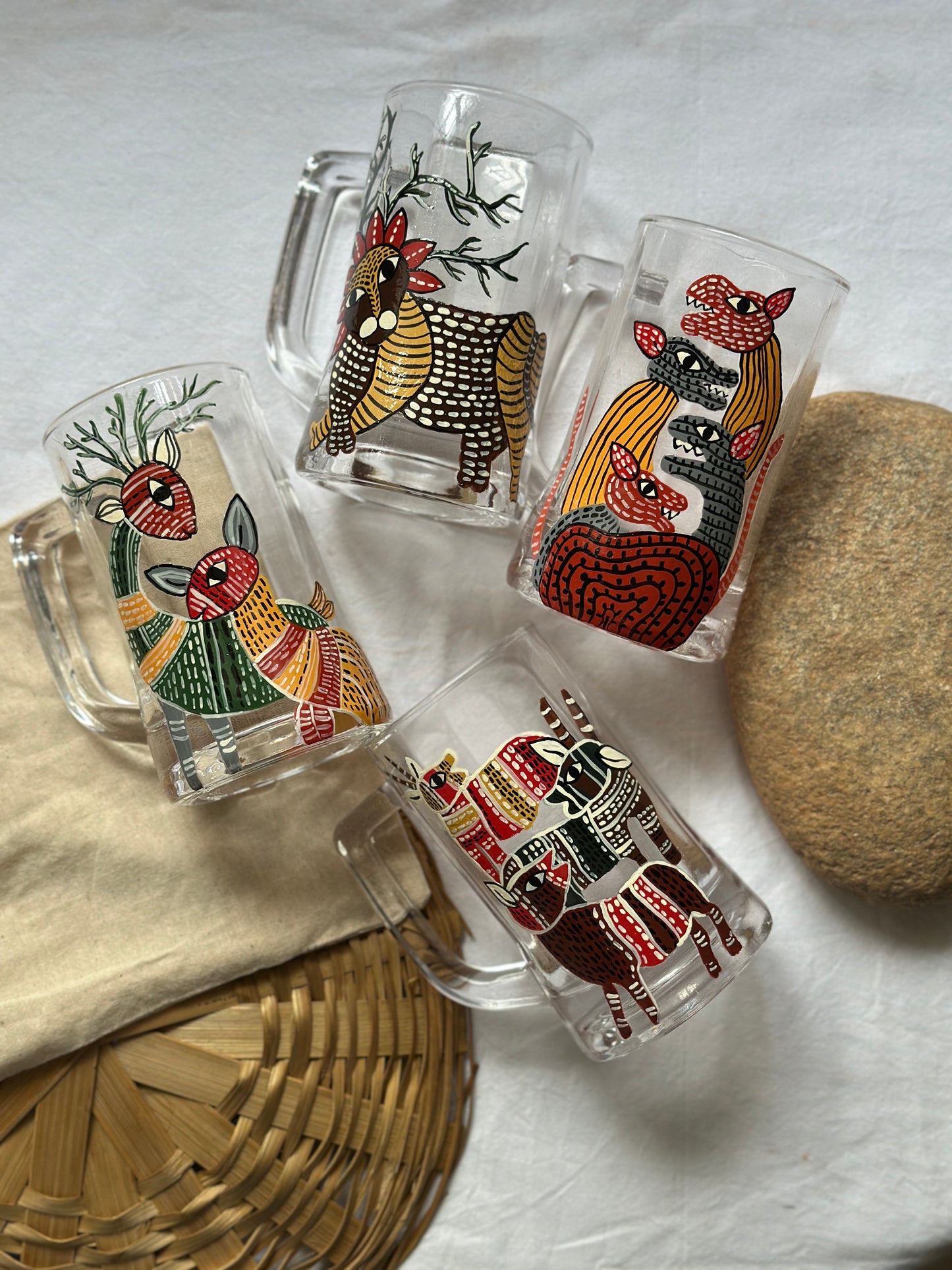 Gond art beer mugs