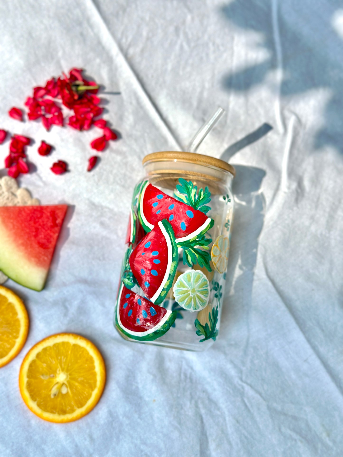 Sunshine Glass Tumbler (With Straw)
