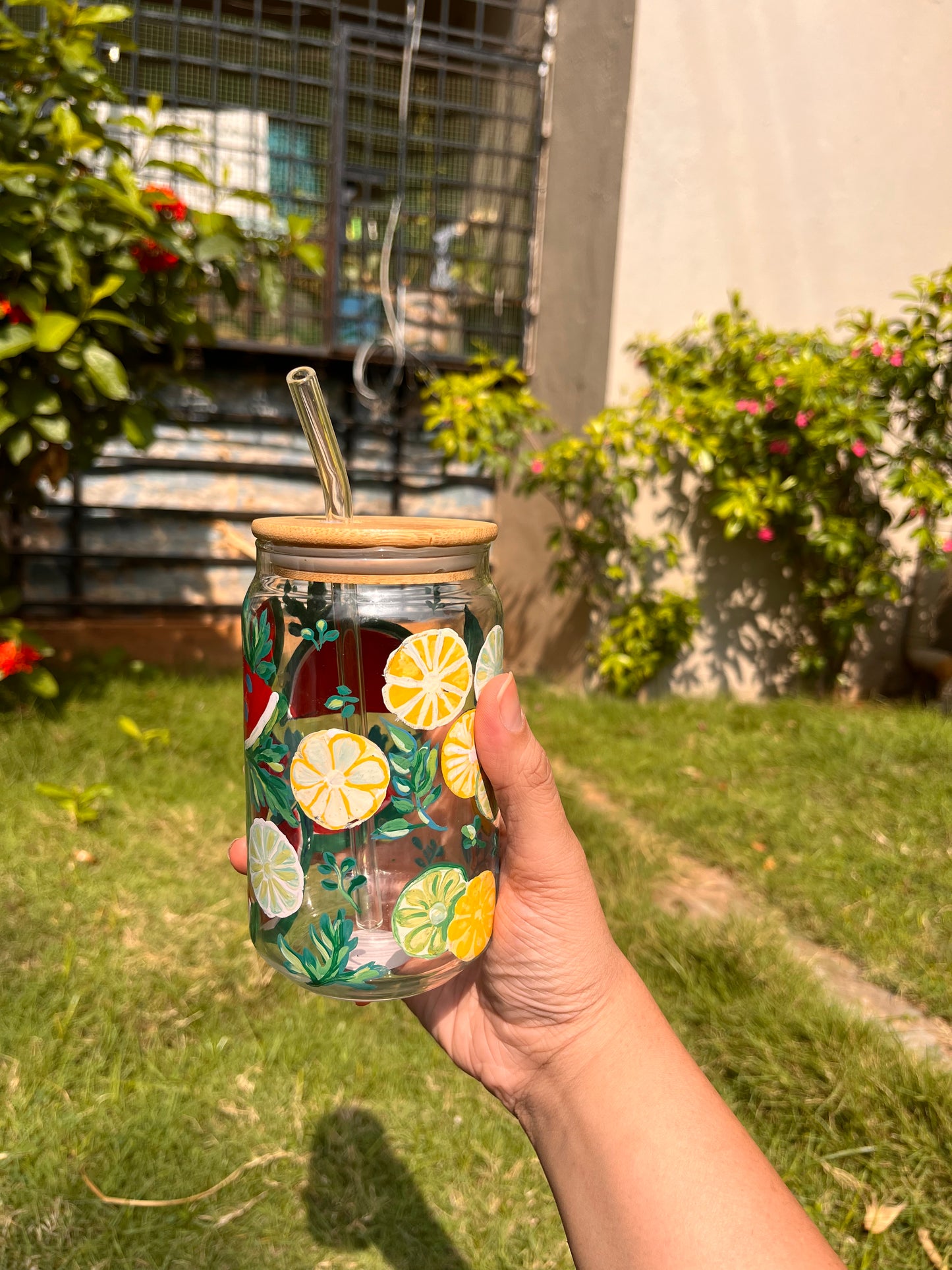 Sunshine Glass Tumbler (With Straw)