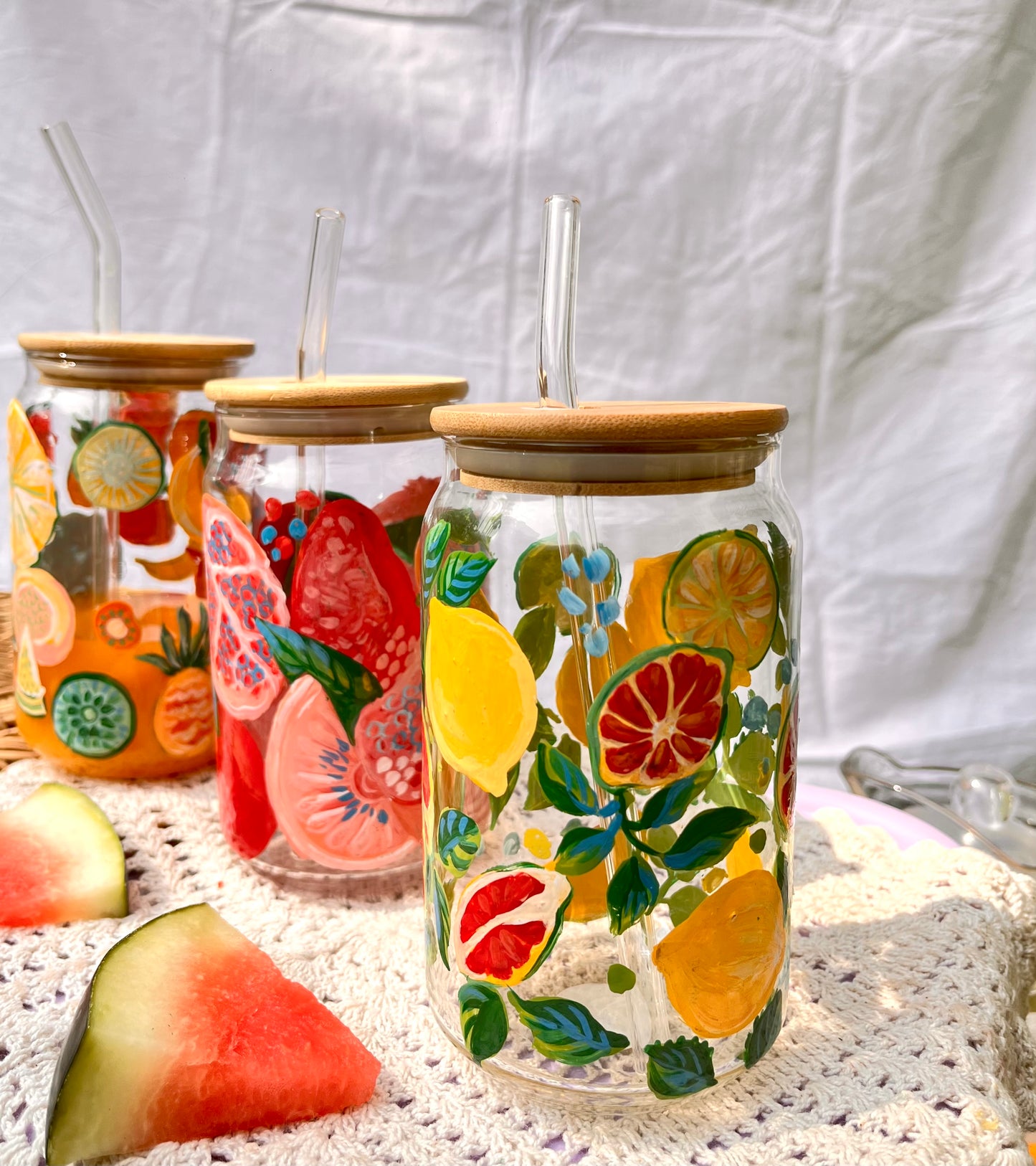 Sunshine Glass Tumbler (With Straw)