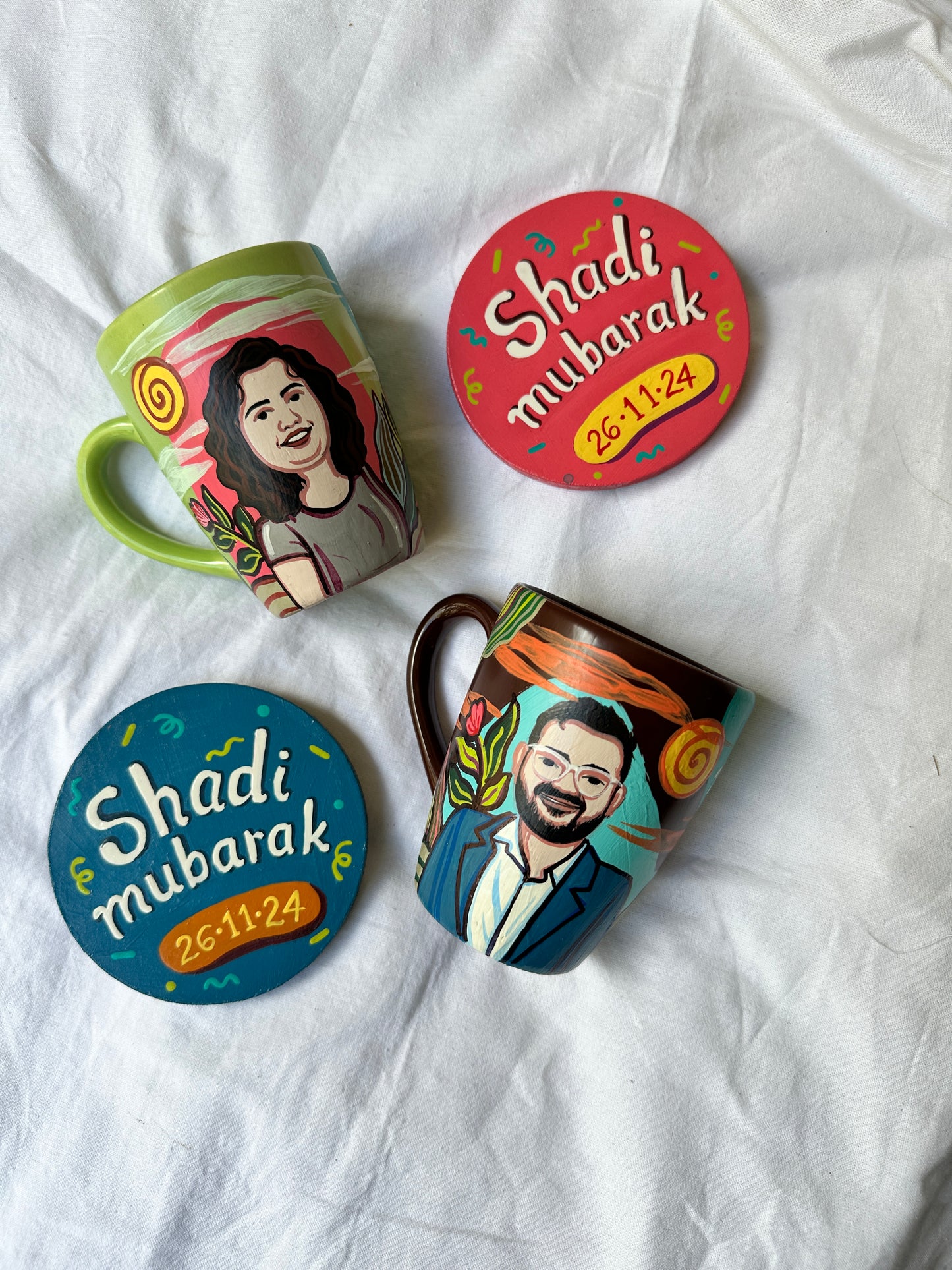 Wedding Special - Personalised coffee mug with coaster set