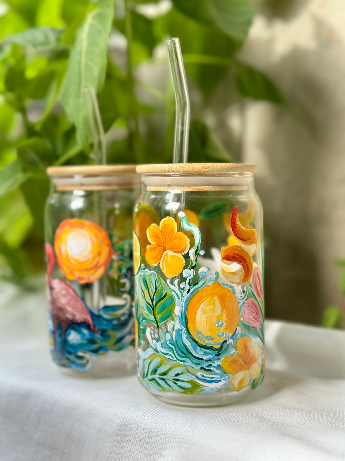 Sunshine Glass Tumbler (With Straw)