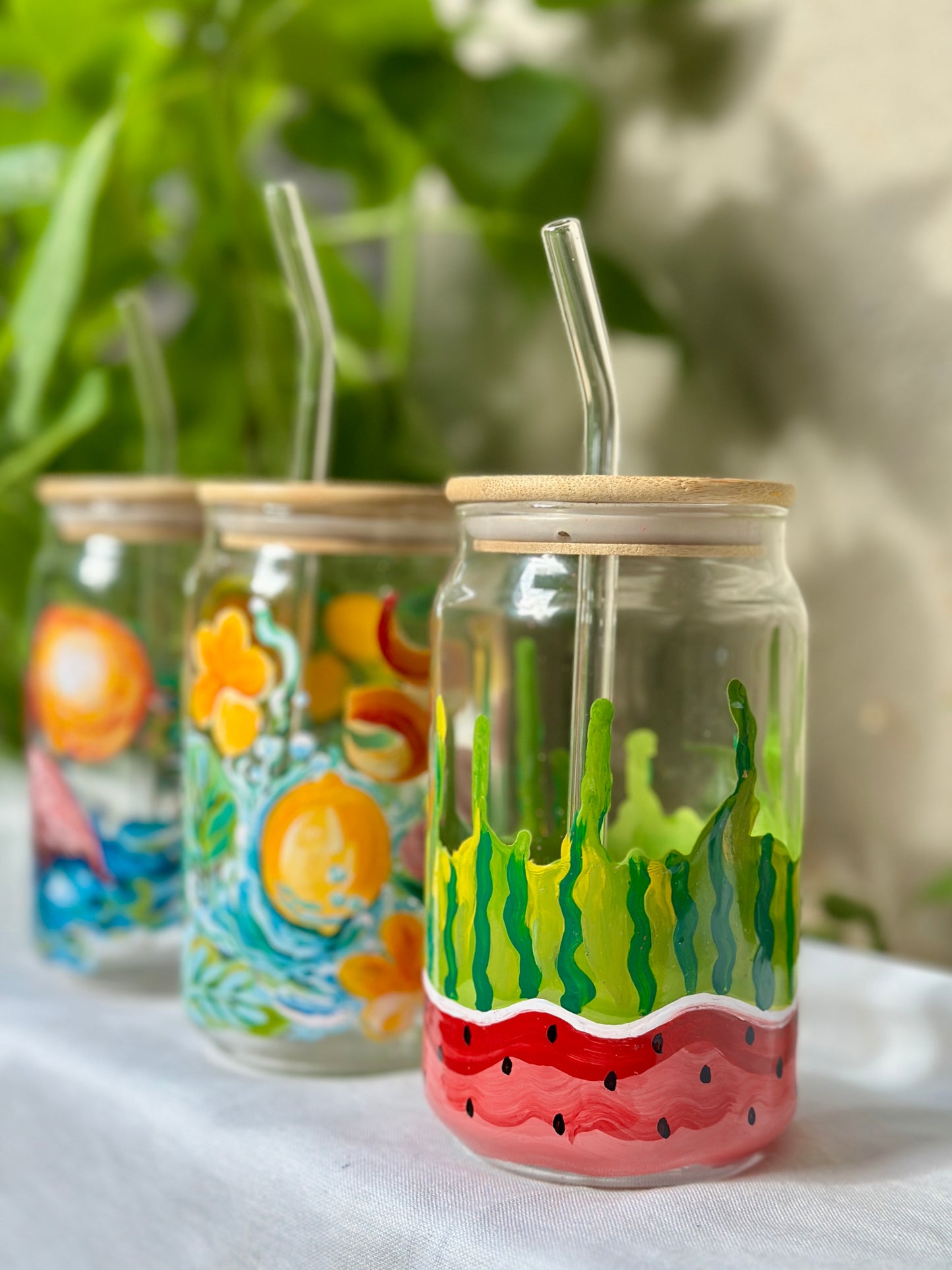 Sunshine Glass Tumbler (With Straw)