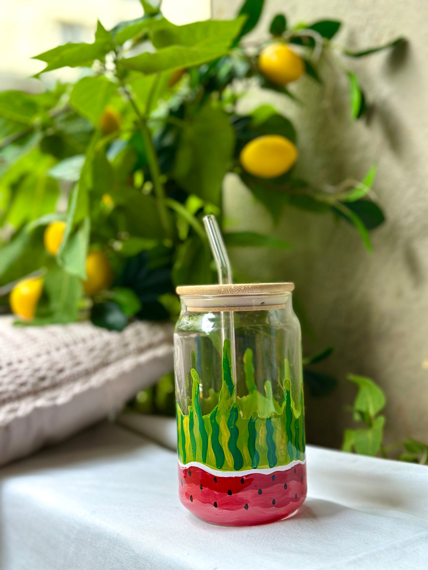 Sunshine Glass Tumbler (With Straw)