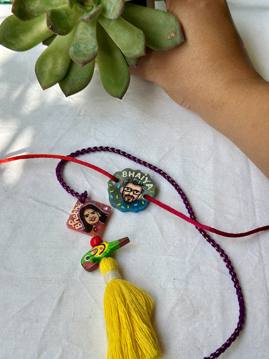 Customised Face Rakhi + Face Lumba combo