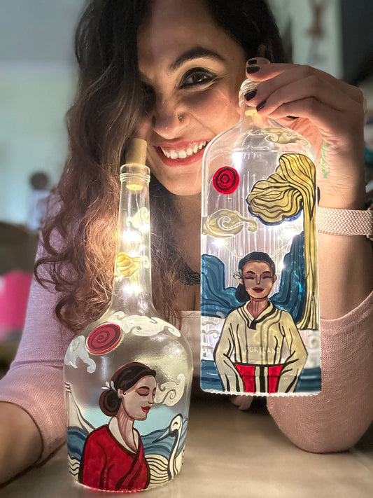 Pre-recorded Online Bottle painting workshop - Korean womanhood