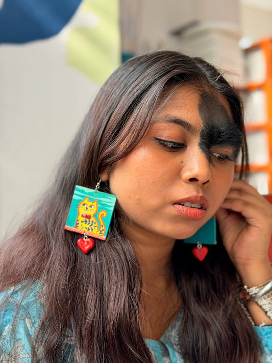Purrfect Love Hand-Painted Earrings 🐱
