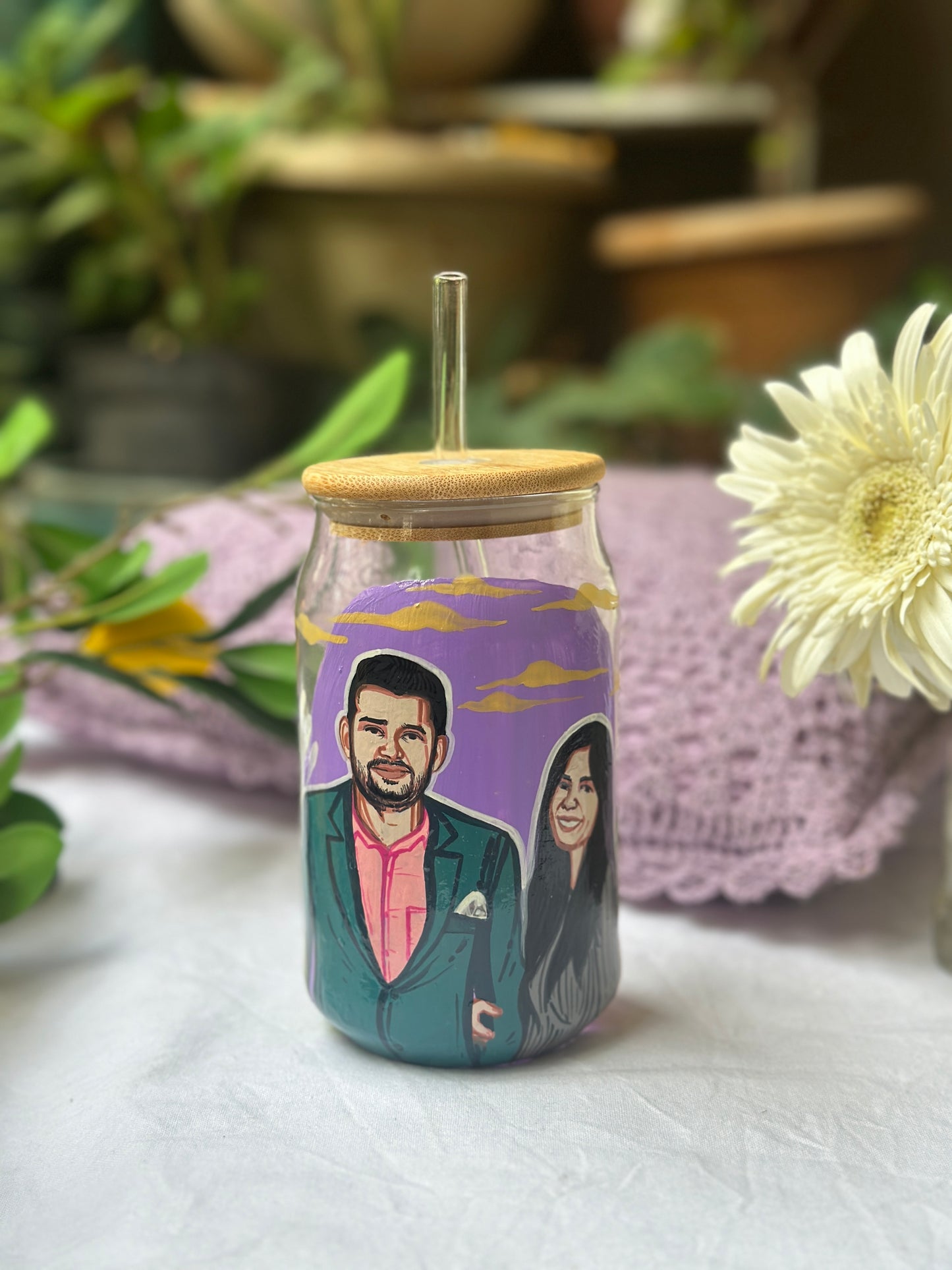 Customised Photo Based - Glass Tumbler (With Straw)