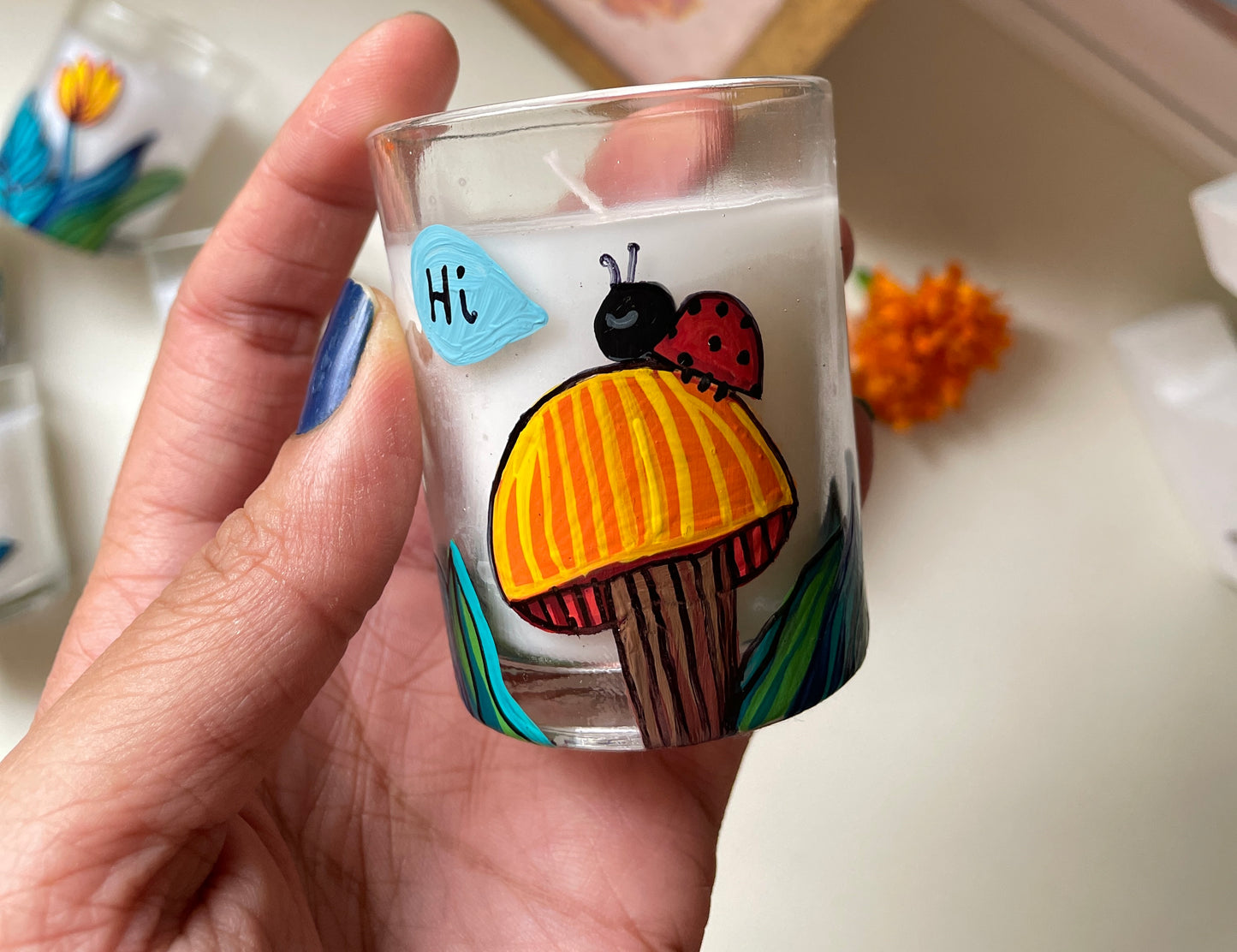 Ladybug On Mushroom Mini Candle