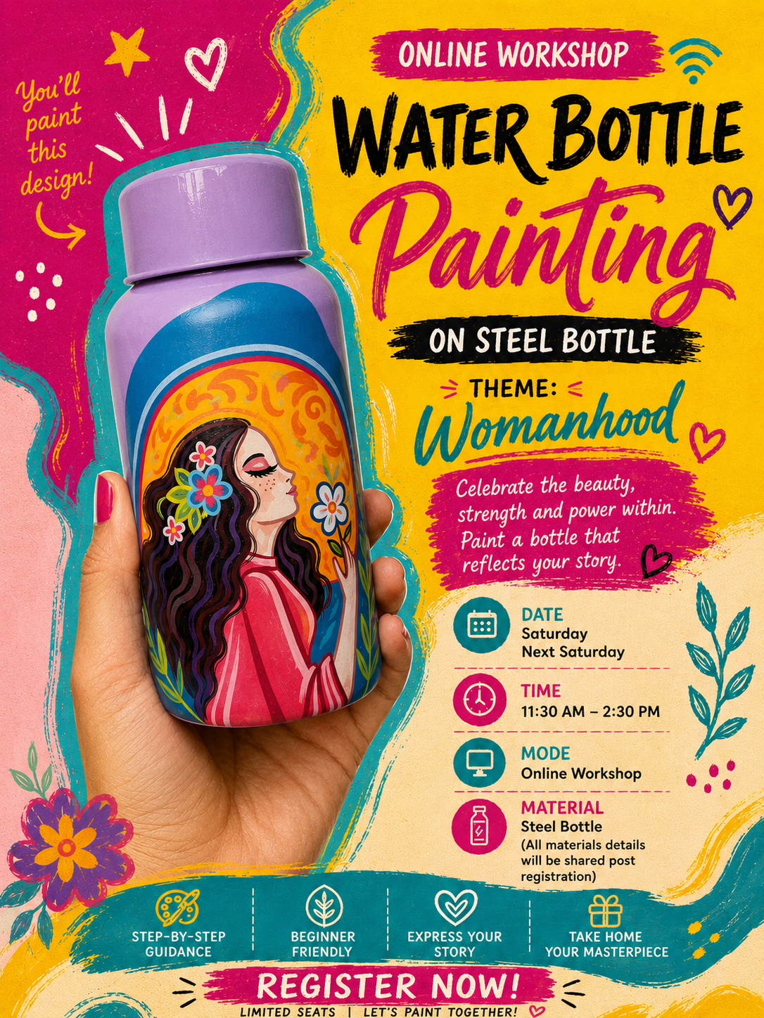 Womanhood Water Bottle Painting Workshop  | 27 June