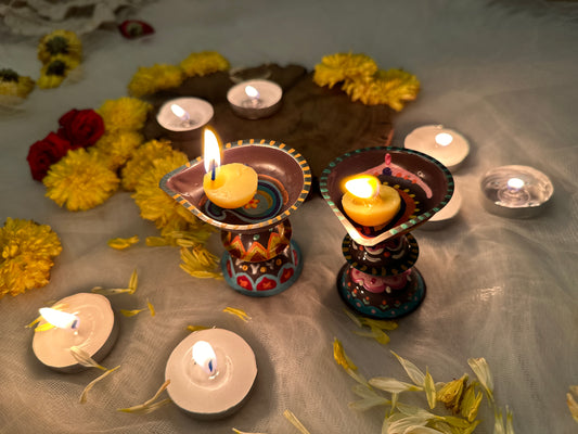Shubh Deep - Ethnic Metal Diyas (Set of 2)
