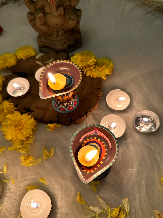Shubh Deep - Ethnic Metal Diyas (Set of 2)