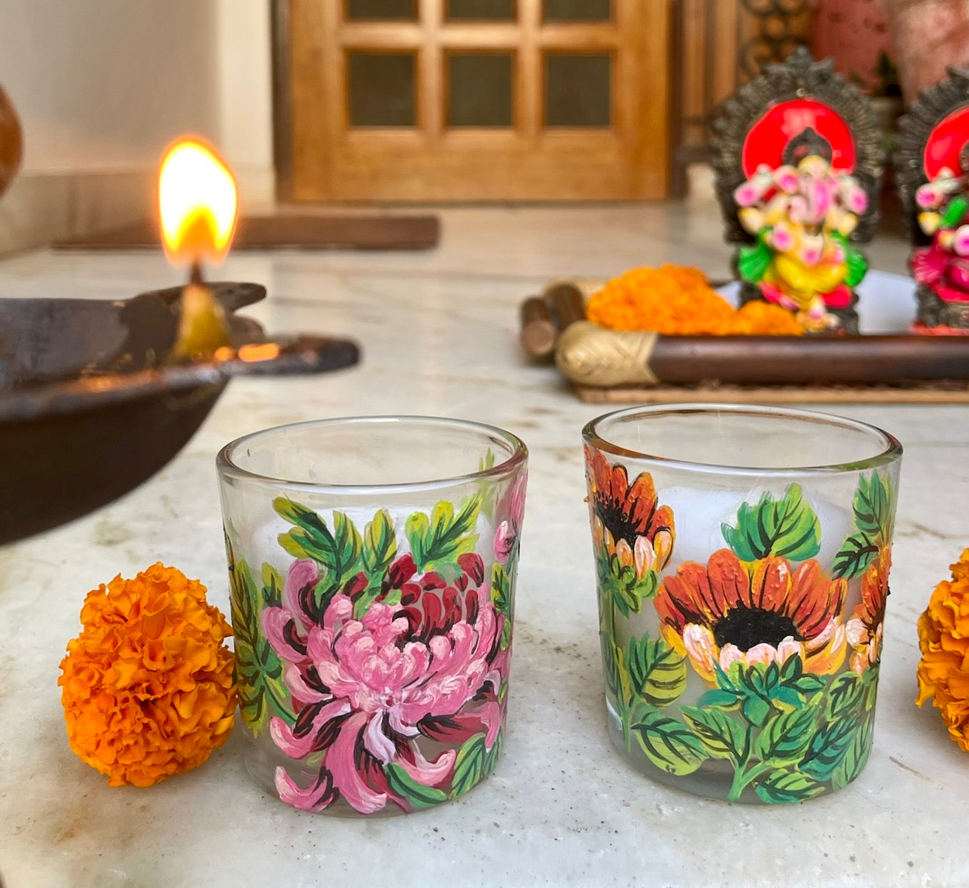 Chrysanthemums Mini Candle