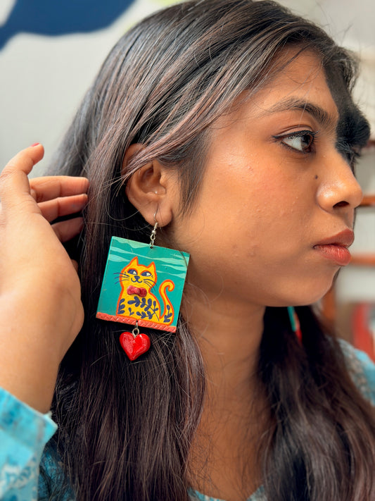 Purrfect Love Hand-Painted Earrings 🐱