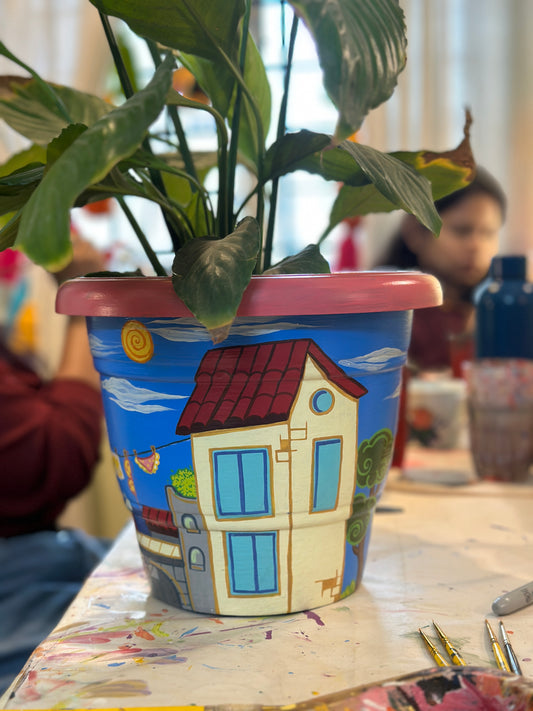 Online Planter Painting Workshop - Cityscape