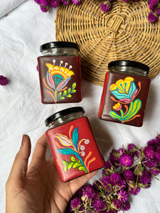 Red Floral Jars - Set of 3