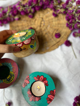 Load image into Gallery viewer, Luminous Blooms - Wooden tea light holder
