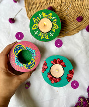 Load image into Gallery viewer, Luminous Blooms - Wooden tea light holder
