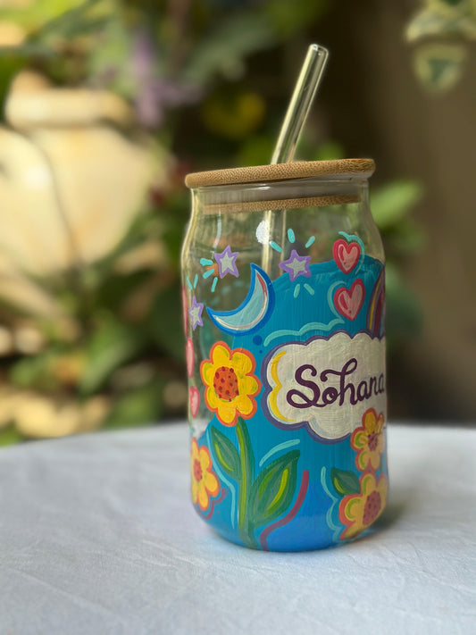 Customised Theme Based -  Glass Tumbler (With Straw)