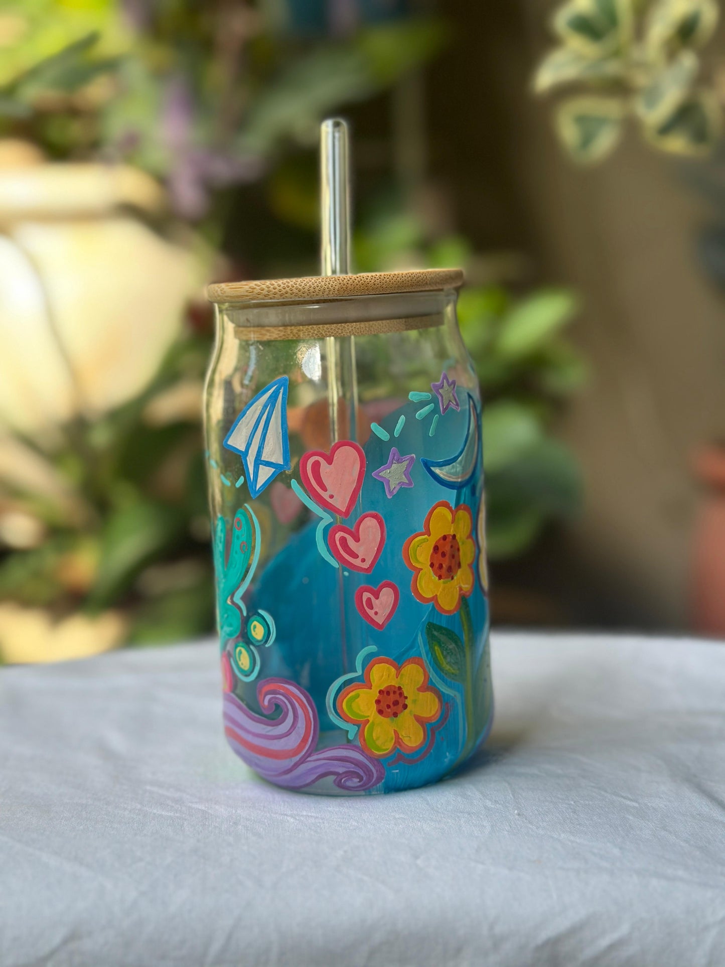 Customised Theme Based -  Glass Tumbler (With Straw)