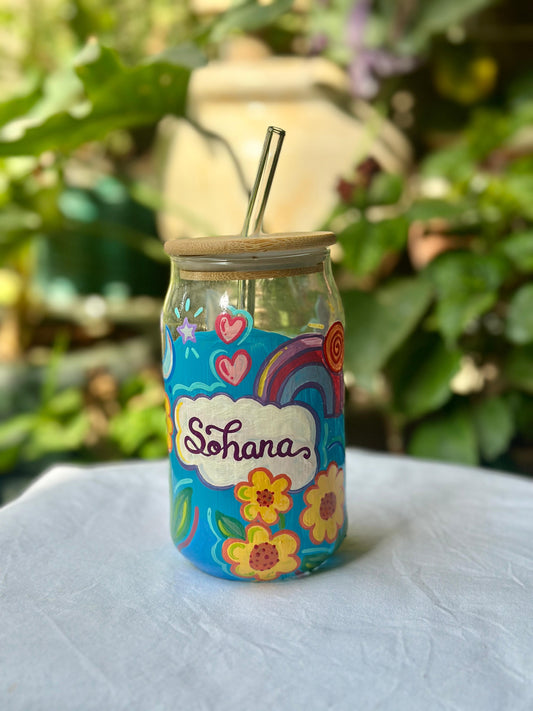 Customised Theme Based -  Glass Tumbler (With Straw)