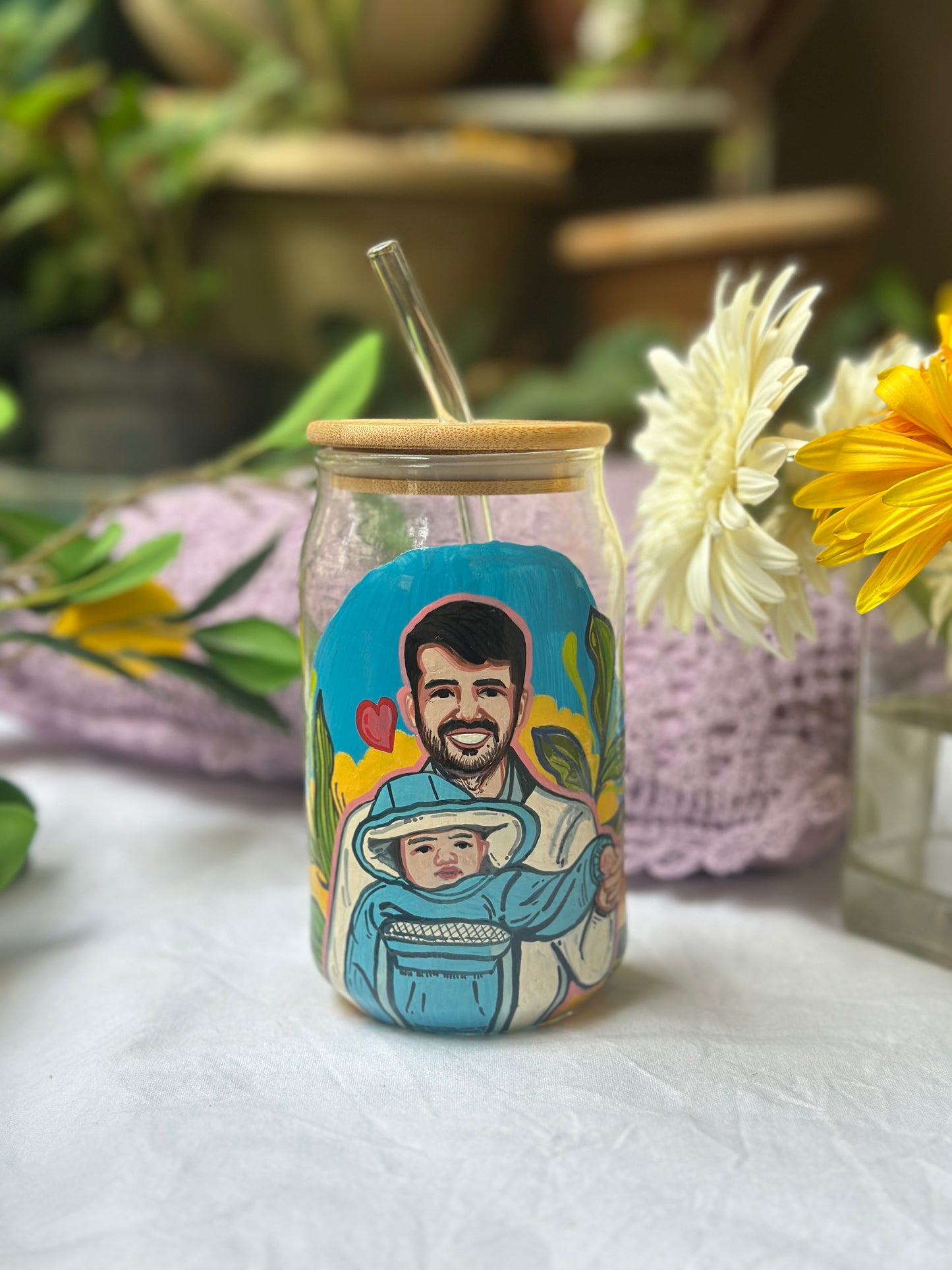 Customised Photo Based -  Glass Tumbler (With Straw)