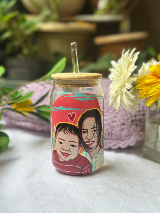 Customised Photo Based -  Glass Tumbler (With Straw)