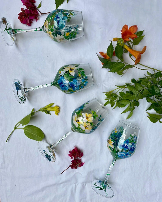 Orchids And Lilies - Wine Glasses
