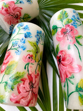 Load image into Gallery viewer, Pink chrysanthemums pillar candle
