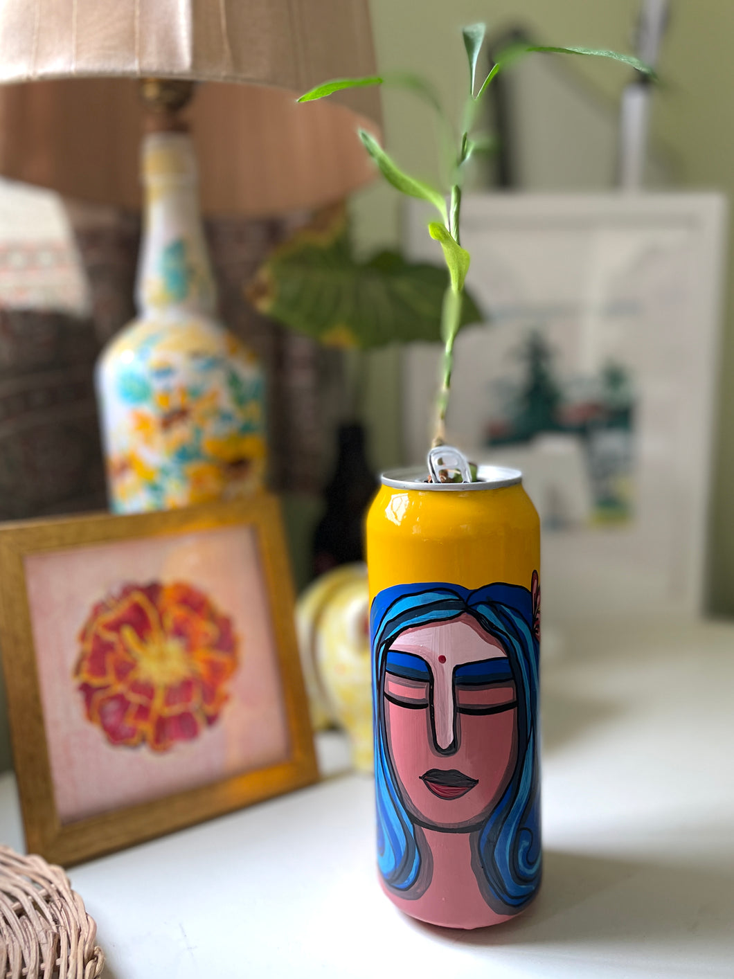 The Blue hair girl - can planter
