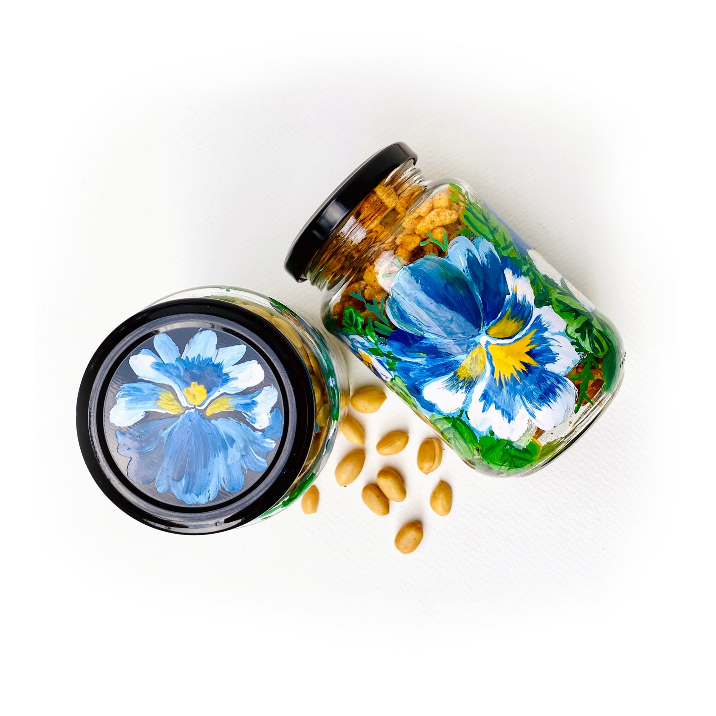Blue Pansy Jars - Set of 2